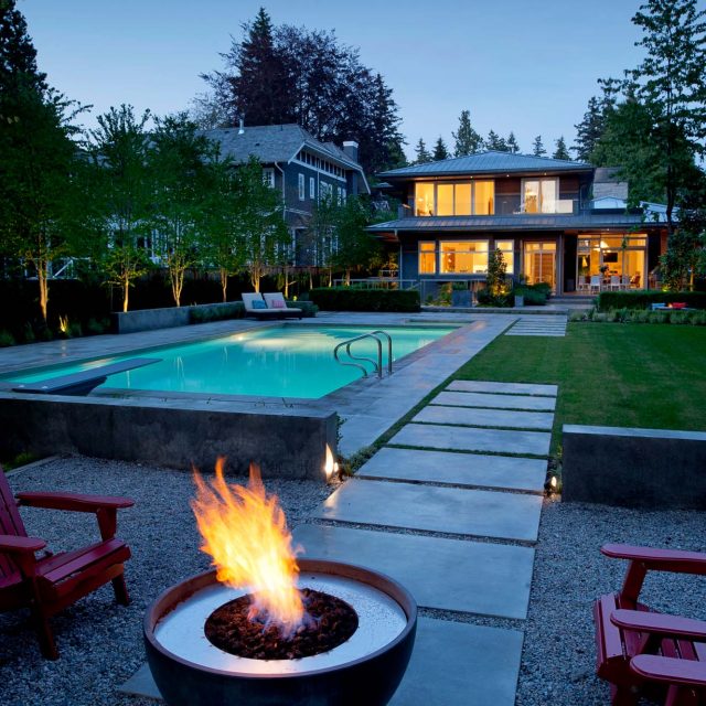 Fire Pit on Rear Deck by Rockridge Fine Homes