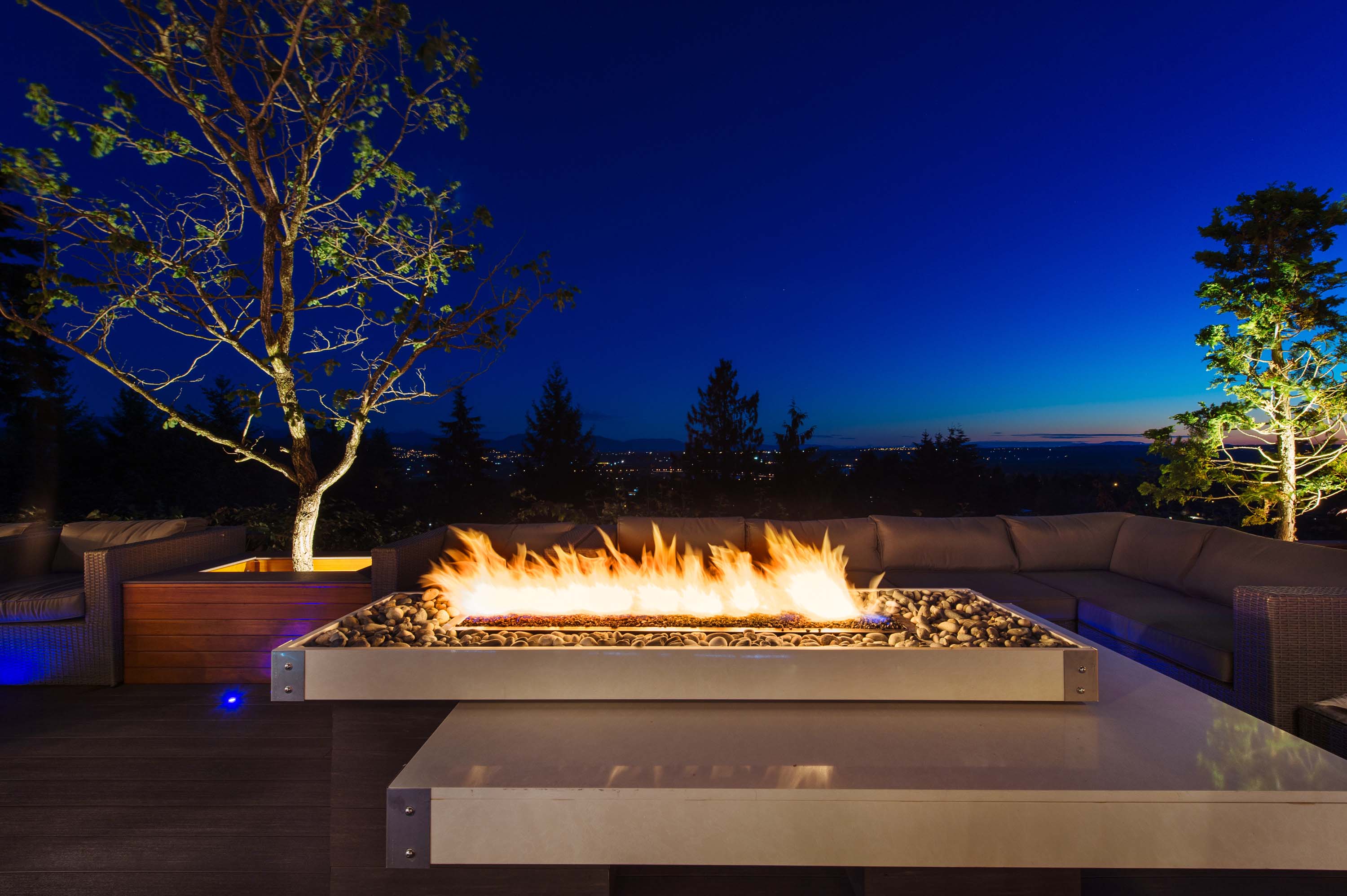 Exterior Fire Pit Details by GoldEdge Properties