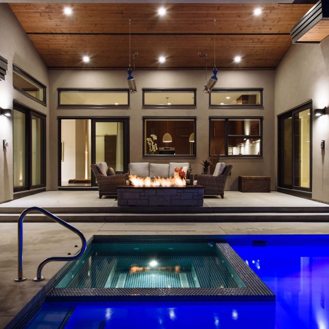 Modern Home Exterior Pool Deck by Kenorah Design + Build